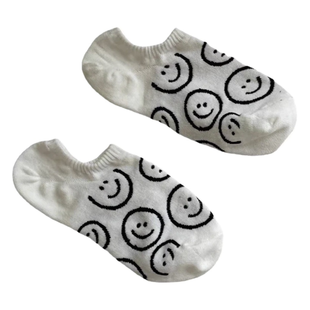 Boat socks women's black smiley socks invisible socks new summer low-top short socks non-slip Japanese cute student socks