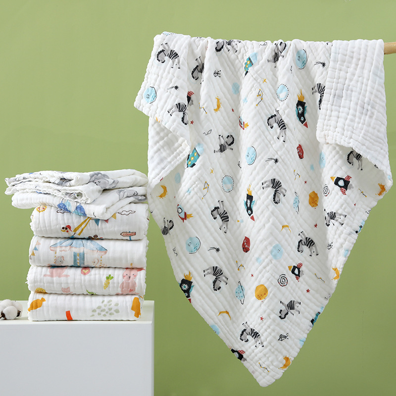Dynamic Light Wave 6 Layer Cotton Gauze High Density Bath Towel Baby Towel Baby Cover Blanket Newborn Soft Bath Towel