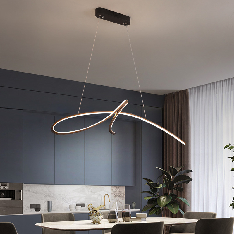 Post-modern minimalist restaurant chandelier Nordic creative export fashion aluminum restaurant bar LED line long hanging
