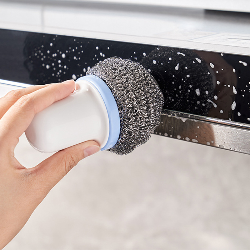 Picture of Kitchen with handle cleaning ball steel wire household goods washing pan brush stainless steel wire dish washing brush