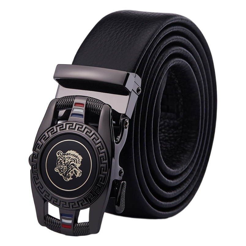 Foreign Trade Men's Belt Wholesale First-Layer Cowhide Automatic Buckle Belt Men's Business Genuine Leather Belt Men's Drop Shipping