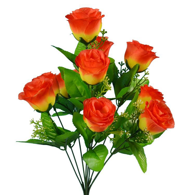 Picture of Photography Artificial Flower Manufacturer Wholesale Artificial Rose Artificial Flower Holiday Wedding Flower Arrangement 10 Peacock Rose Silk Bouquet