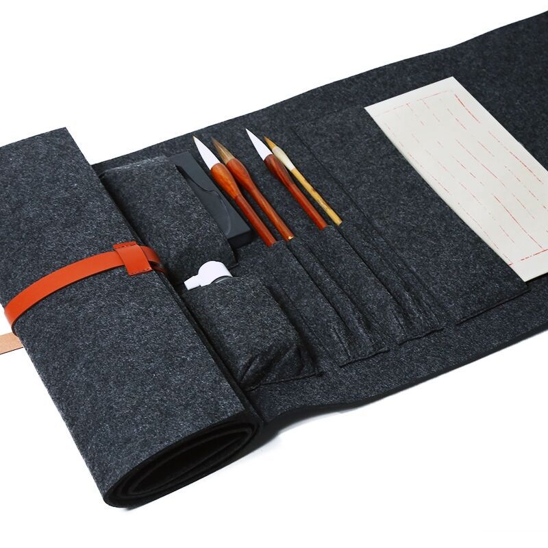 Wholesale foldable pen curtain felt pen curtain large pen bag roller curtain four treasures storage bag for study and painting felt products