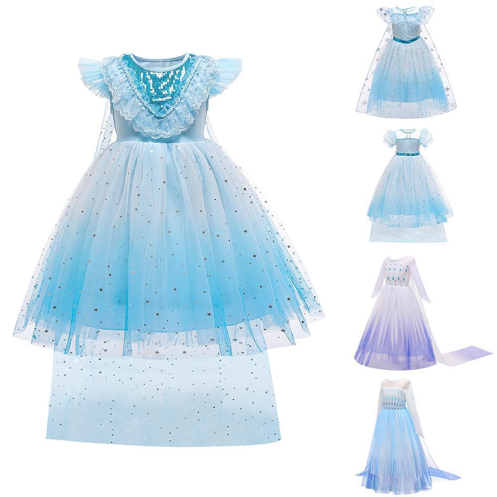 Picture of Frozen 2 Kidsren's Dress Princess Dress Girl Elsa Snowflake Dress Frozen Elsa Princess Style