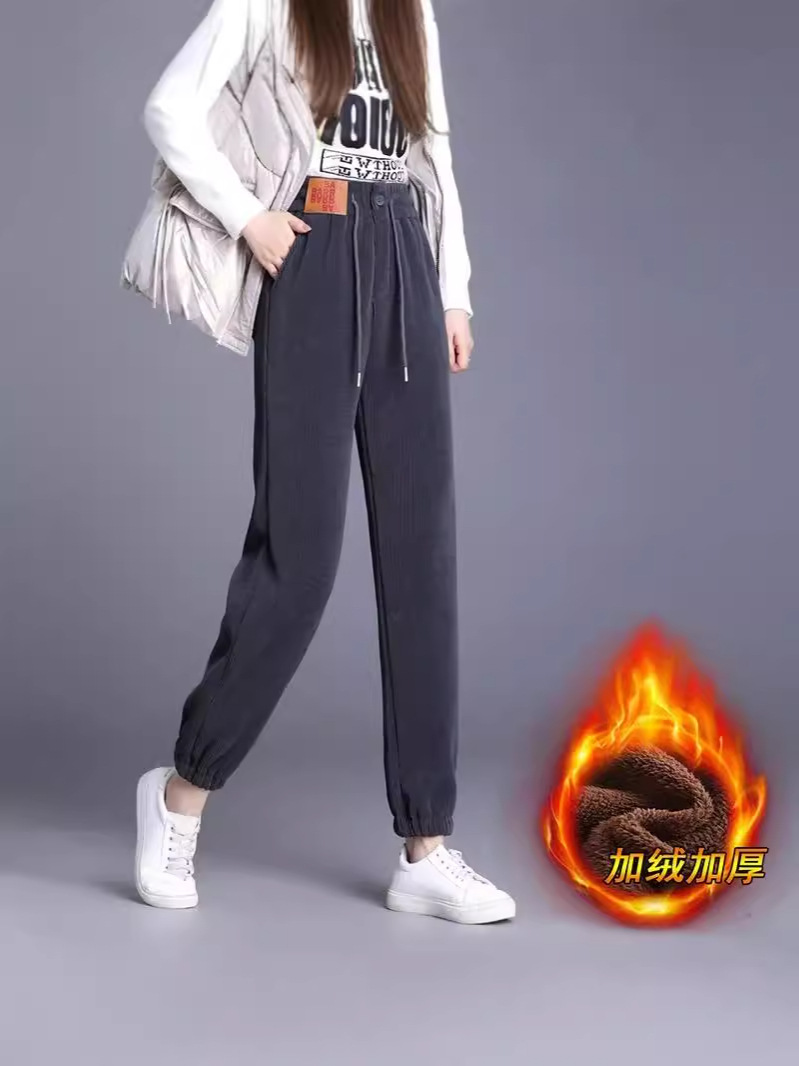 Chenille fleece-lined Thick Pants Women's 2023 Fall/Winter New All-match Internet Celebrant Explosions Leggings Casual Harlan Women's Pants