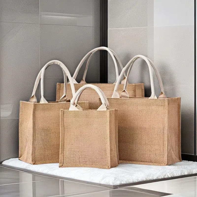 in stock blank portable linen bag wholesale muji linen storage jute bag DIY linen bag custom