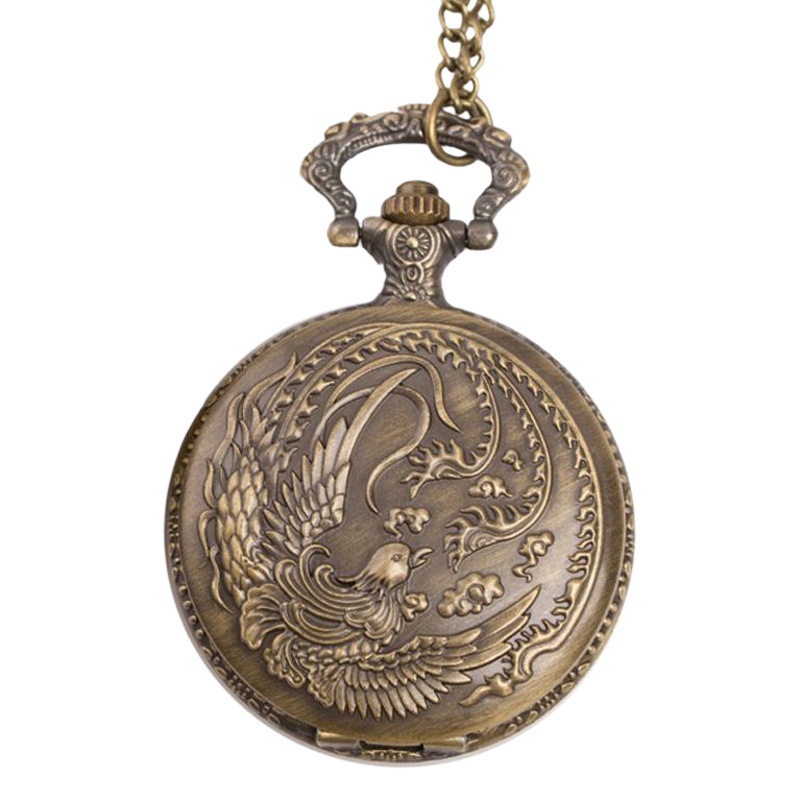 New Retro Large Quartz Watch Simple Flip Phoenix Cross Pocket Watch Factory Wholesale