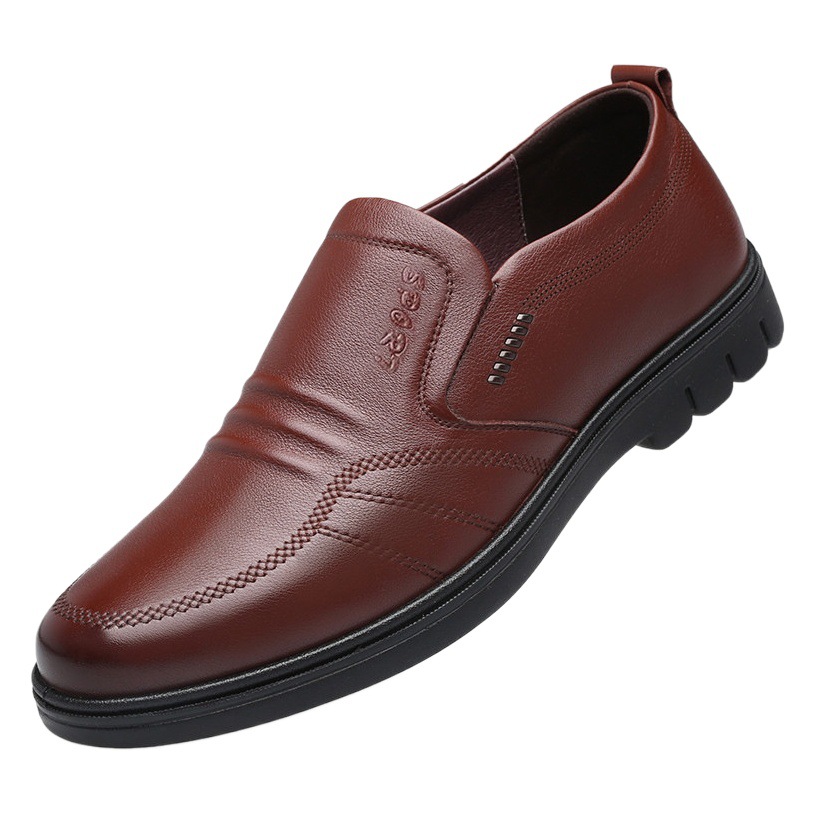 2025 New Leather Shoes Men's Soft Leather Soft Sole Anti-Slip Casual Men's Easiest for Match Men's Leather Shoes Business Formal Men's Shoes