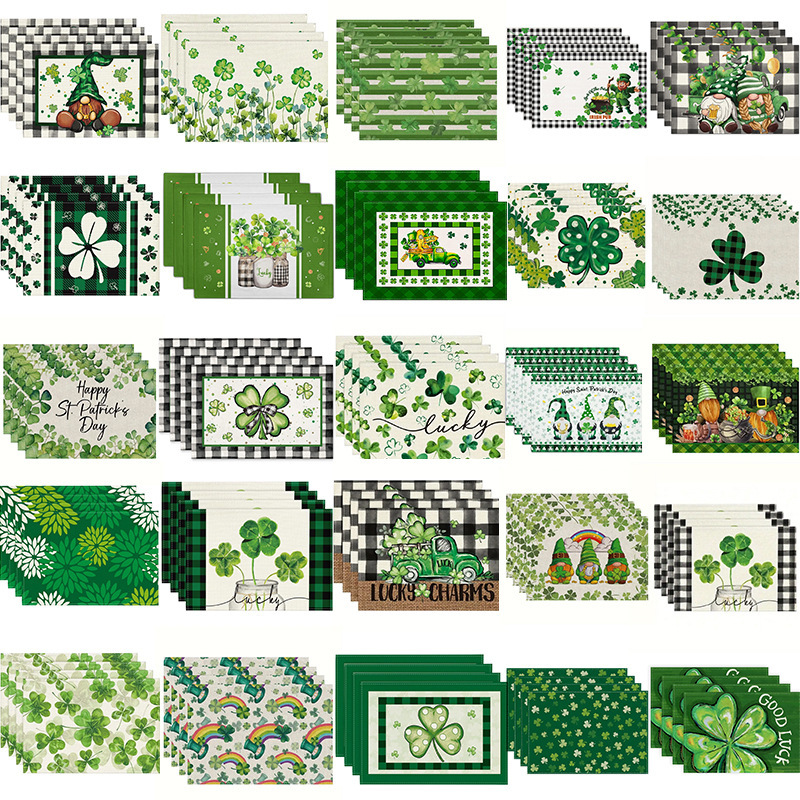 Amazon Cross-border St. Patrick's Digital Printed Placemat Nordic Gnome Western Restaurant Anti-fouling Thermal Insulation Table Mat
