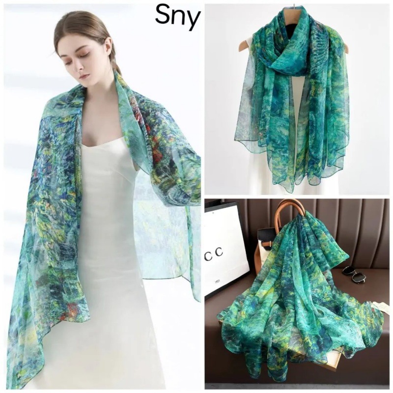 Picture of Spring and Summer New Soft Yarn Sunscreen Shawl Summer Thin Imitation Silk Long Silk Scarf Fashion Printed Flower Scarf