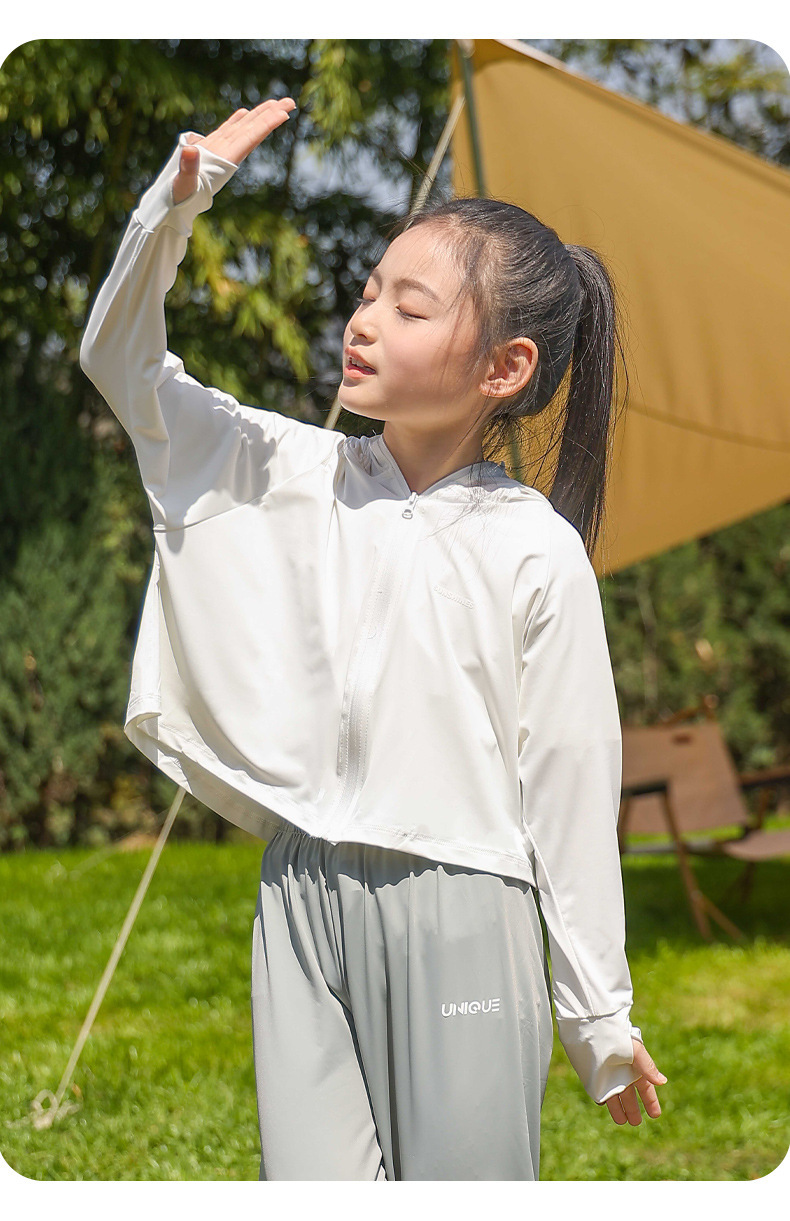 Picture of Girls and Kidsren Color-blocked Sun Protection Clothing 3-6 Years Old Summer Thin Cool Ice Silk Breathable Light Anti-uv Sun Protection Clothing
