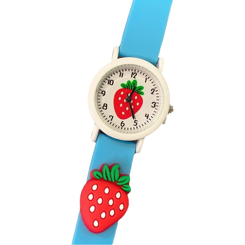 High-End New Cute Strawberry Three-Dimensional Doll Silicone Band Children's Watch Girl Cartoon Watch Manufacturer Wholesale