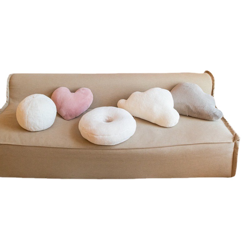 Ins-Style Rabbit Fur Plush Heart-Shaped Pillow Backrest Bed Cushion Solid Color Headboard Irregular Pillow Sofa High-End Pillow