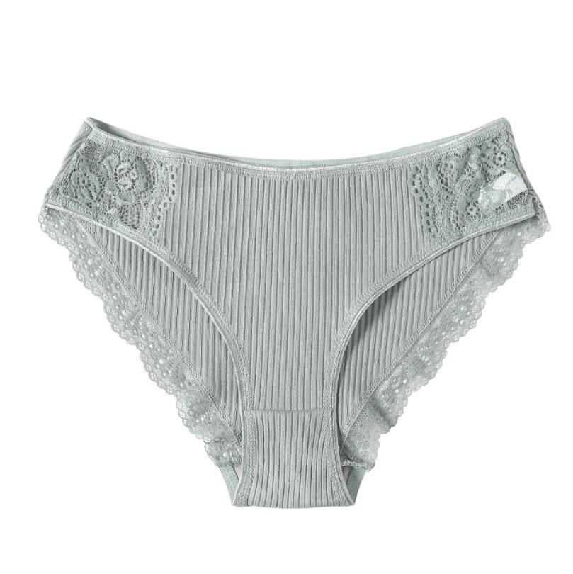Picture of AliExpress youth underwear women's striped student cotton lace briefs mid-waist solid color women's underwear
