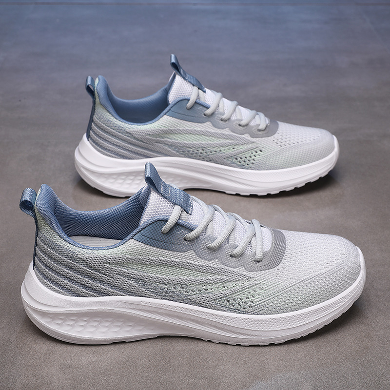 Brand Sports Shoes for Men, Summer Mesh Breathable Non-Slip Lightweight Casual Running Shoes Lace-Up Large Mesh Travel Shoes