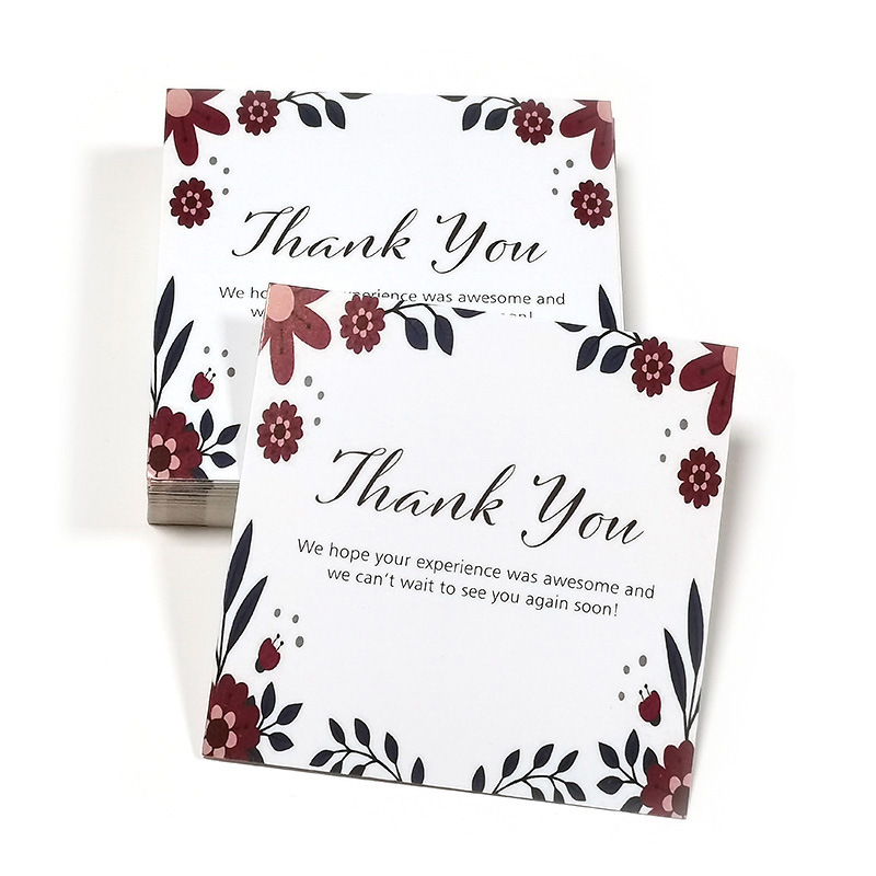 Picture of 30 Sheets/Pack Square Simple Thank You Cards Coated Paper Business Cards Gift Packaging Decorative Cards English Mini Thank You Cards