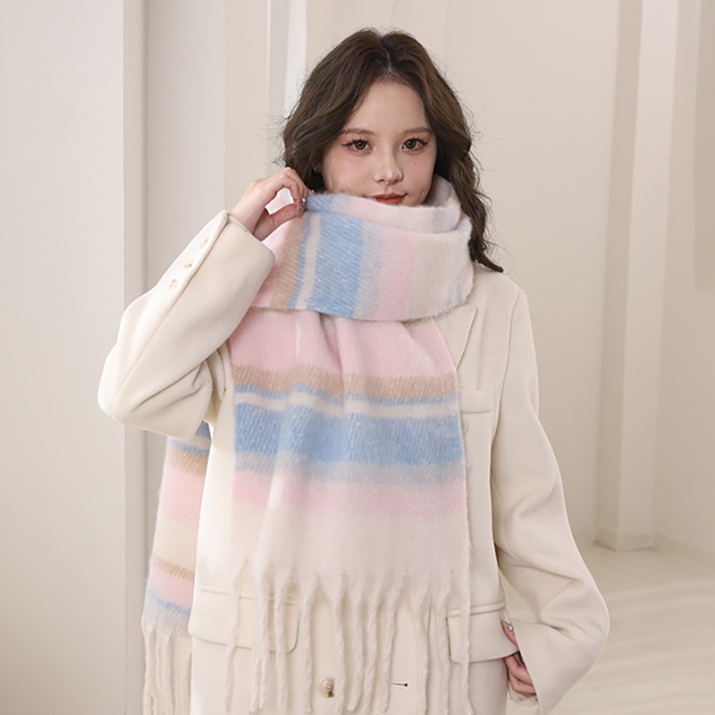 Maillard High-End Atmosphere Scarf for Women Winter 2024 New K-Style Versatile Thickeneded Mohair Velvet Scarf Autumn