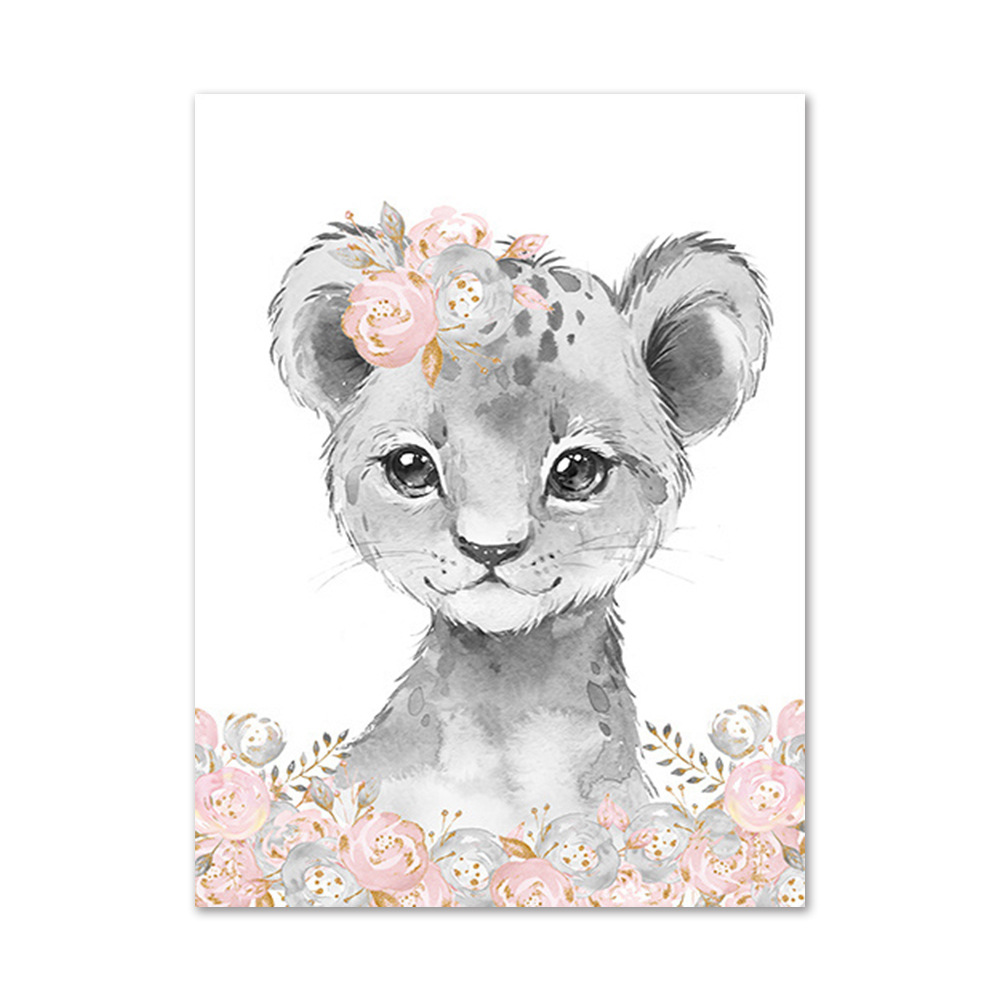 Picture of Cartoon animal Children Baby English letters Custom Baby Name bedroom canvas hanging painting decorative painting core