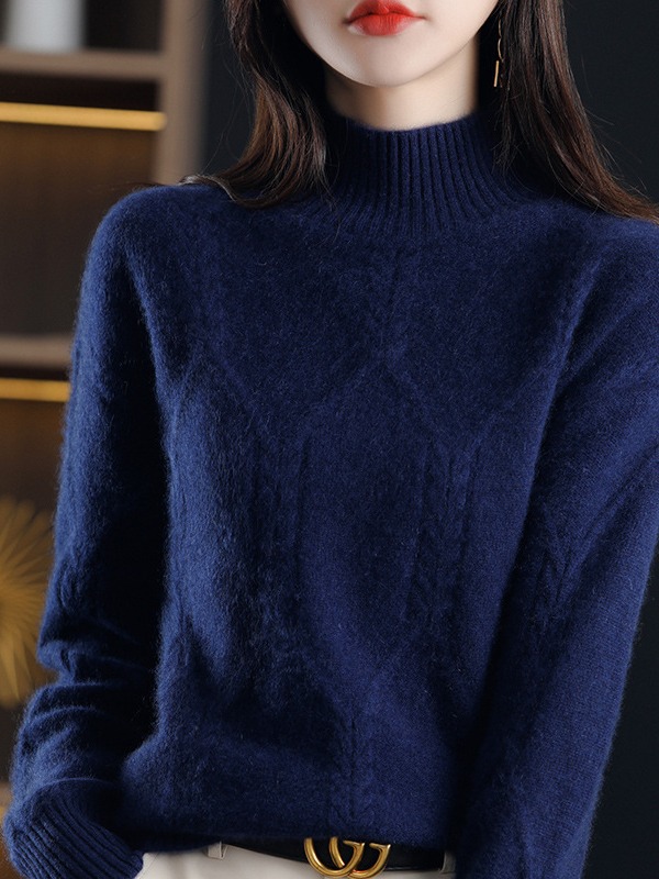 Picture of Fleece-lined sweater women's winter thickened inner half turtleneck bottoming shirt 2024 autumn and winter New popular high-grade Western style top