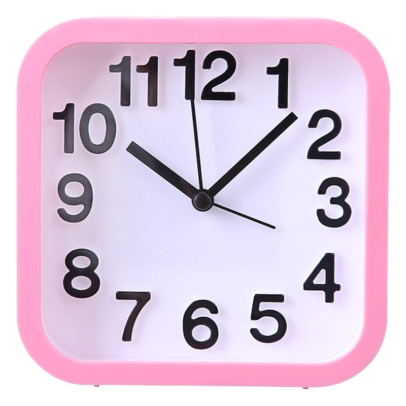 Alarm clock for students bedroom mute bedside pendulum watch simple square desktop clock creative big word desk clock alarm watch