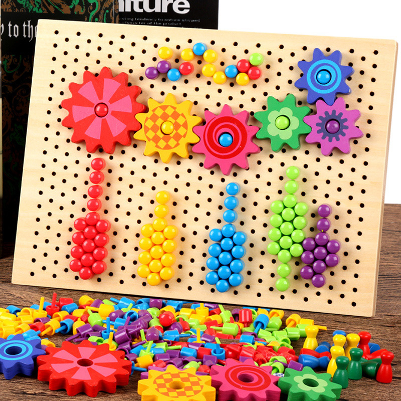 Children's Two-in-One Flying Chess Mushroom Nail Puzzle Puzzle Educational Toy Baby's Intelligence Variables Piece Small Nail Plate
