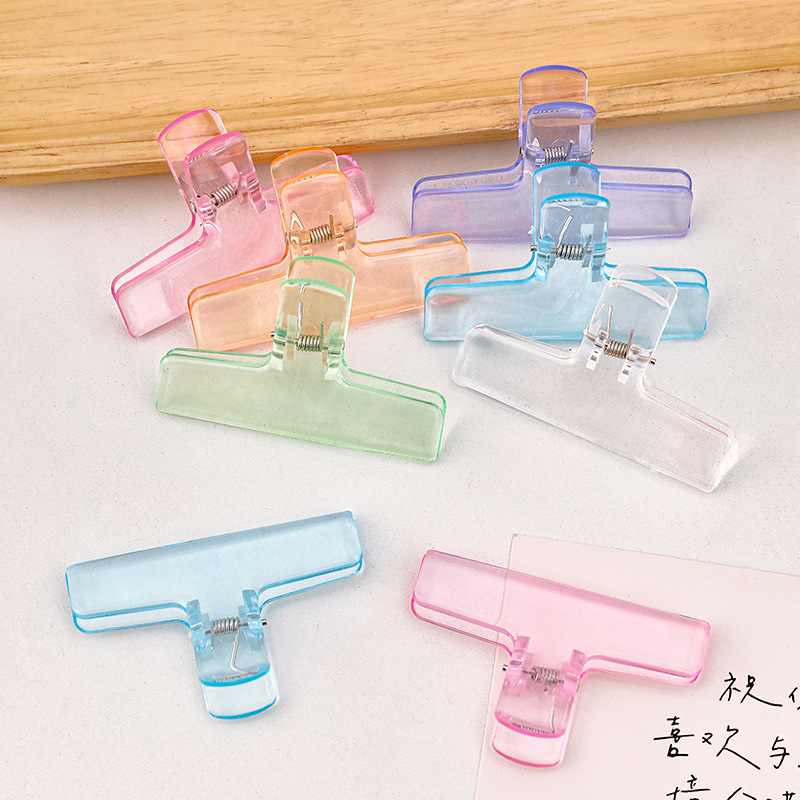 Picture of Creative Transparent Jelly Long Tail Clip Student Acrylic Clip Test Paper Storage Clip High-Value Ice Transparent Folder