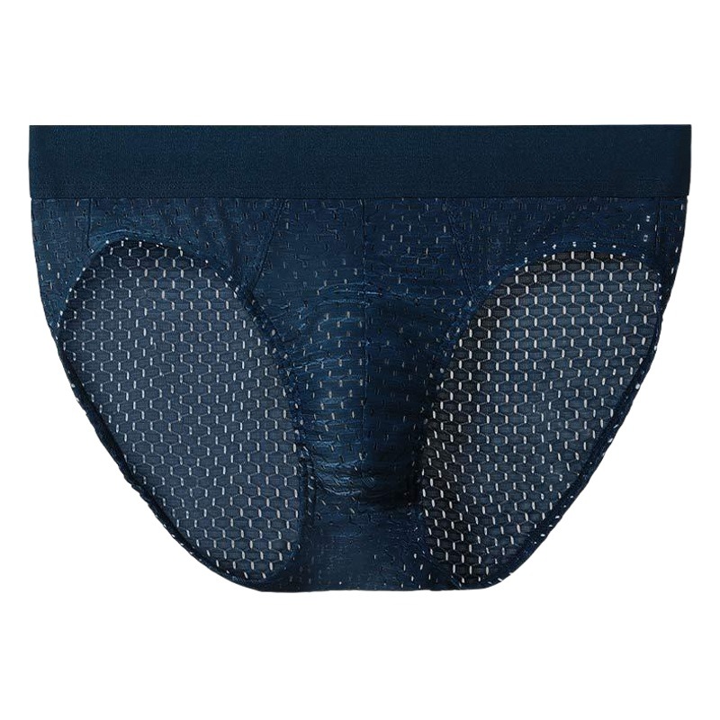 Ice Silk Sexy Underwear Men's Low Waist Antibacterial Briefs Summer Thin Mesh Breathable Shorts Men's Underpants