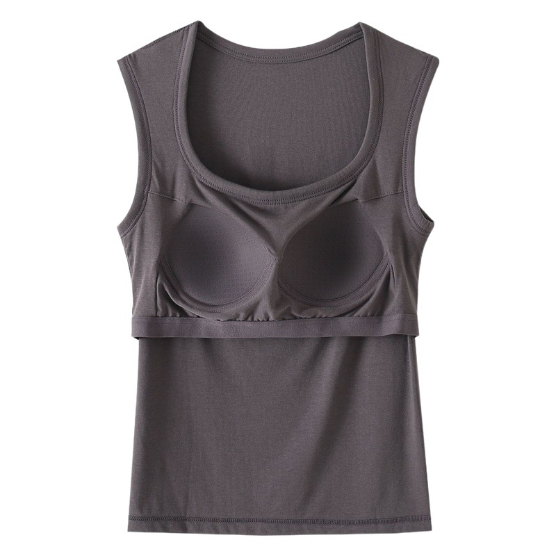 Wide shoulder vest diamond collar Cup one-piece with chest pad sling slim sleeveless all-match inner waist bottoming shirt