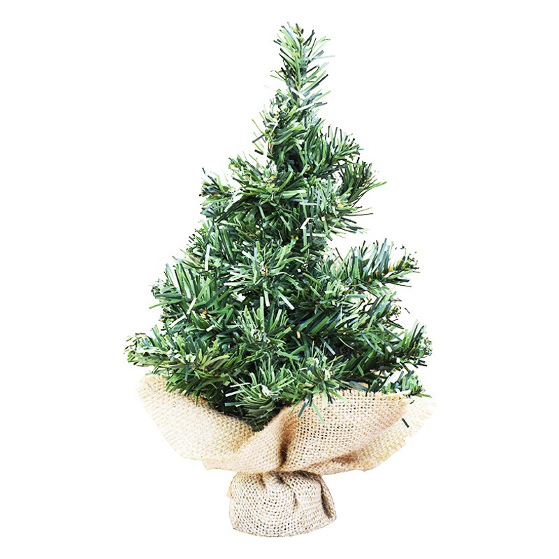Christmas tree 20cm green tree 30cm mini Christmas tree linen bottom tree Christmas holiday shopping mall window desktop ornaments