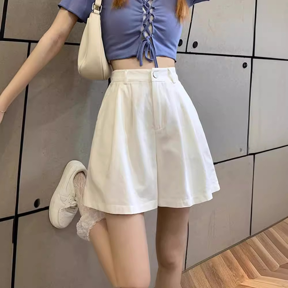 Small Shorts Women's Summer New 150cm High Waist A- shaped Pants Wide Leg Pants Crane Pants Casual Outer Wear XS