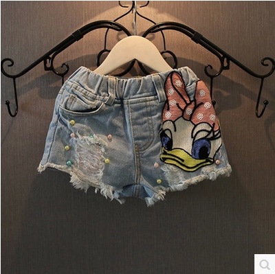 2025 Baby Girls Summer Denim Shorts New Children's Pants Children's Hot Pants Duck Children's Hot Pants Trendy Pants