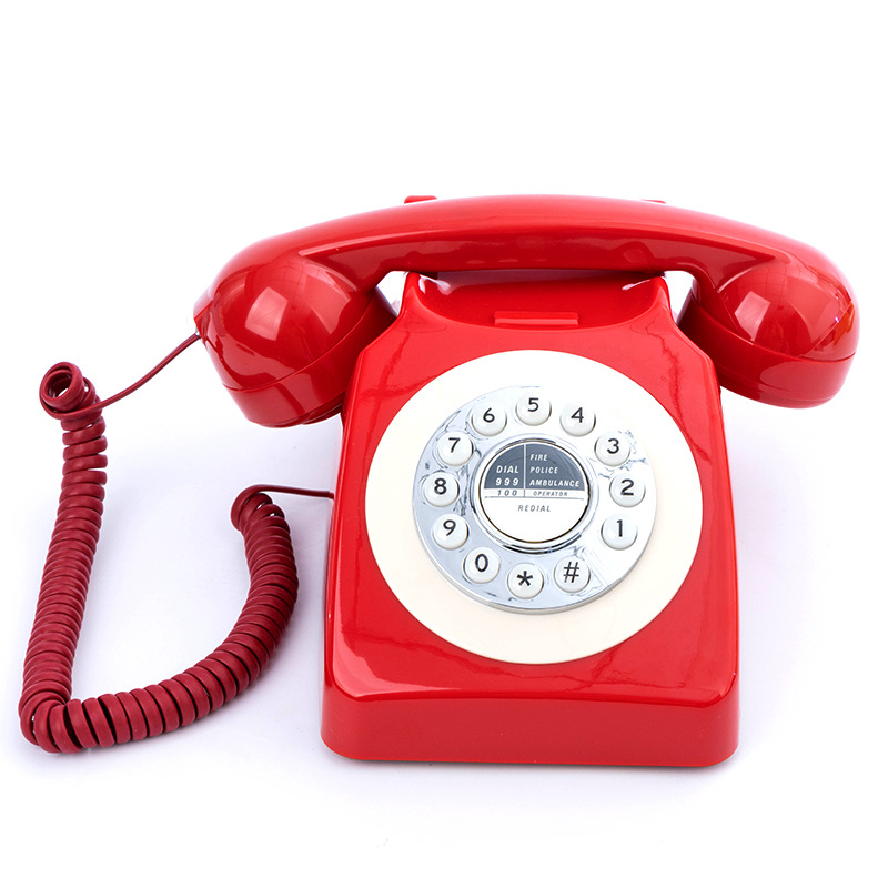 Picture of Telephone European Retro Style Home Antique Landline Old-Fashioned Telephone Office Antique American-Style Rotary Dial Telephone