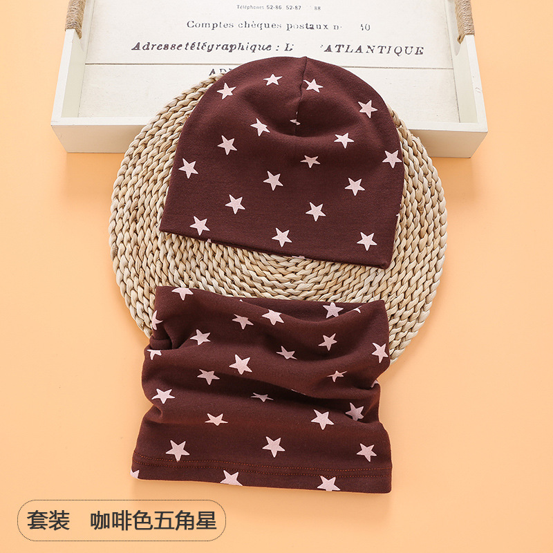 Picture of New baby double hat suit warm Amazon foreign trade wholesale printing children's scarf hat suit