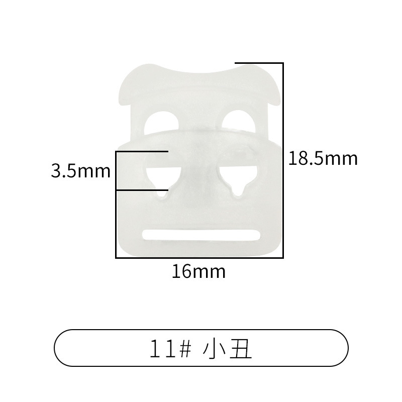Picture of Manufacturer Plastic Adjustable Elastic Belt Spring Buckle with Rope Pig Nose Buckle Single and Double Holes Round Black Transparent Drawstring Buckle
