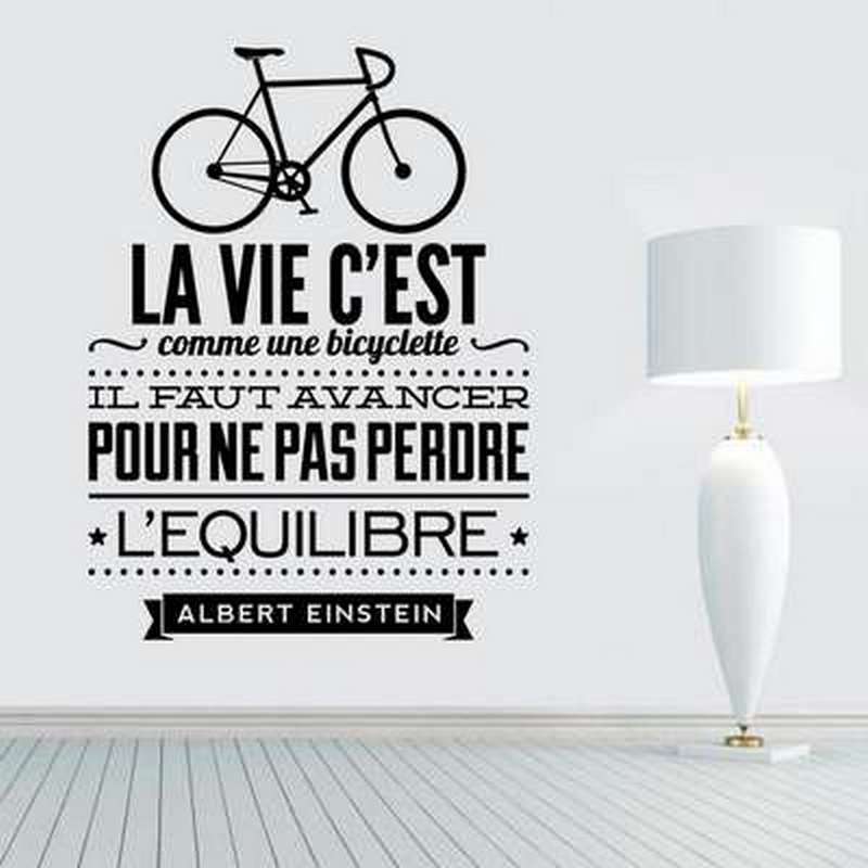LA VIE C'EST COMME UNE... French quotation bicycle pattern creative carved wall stickers