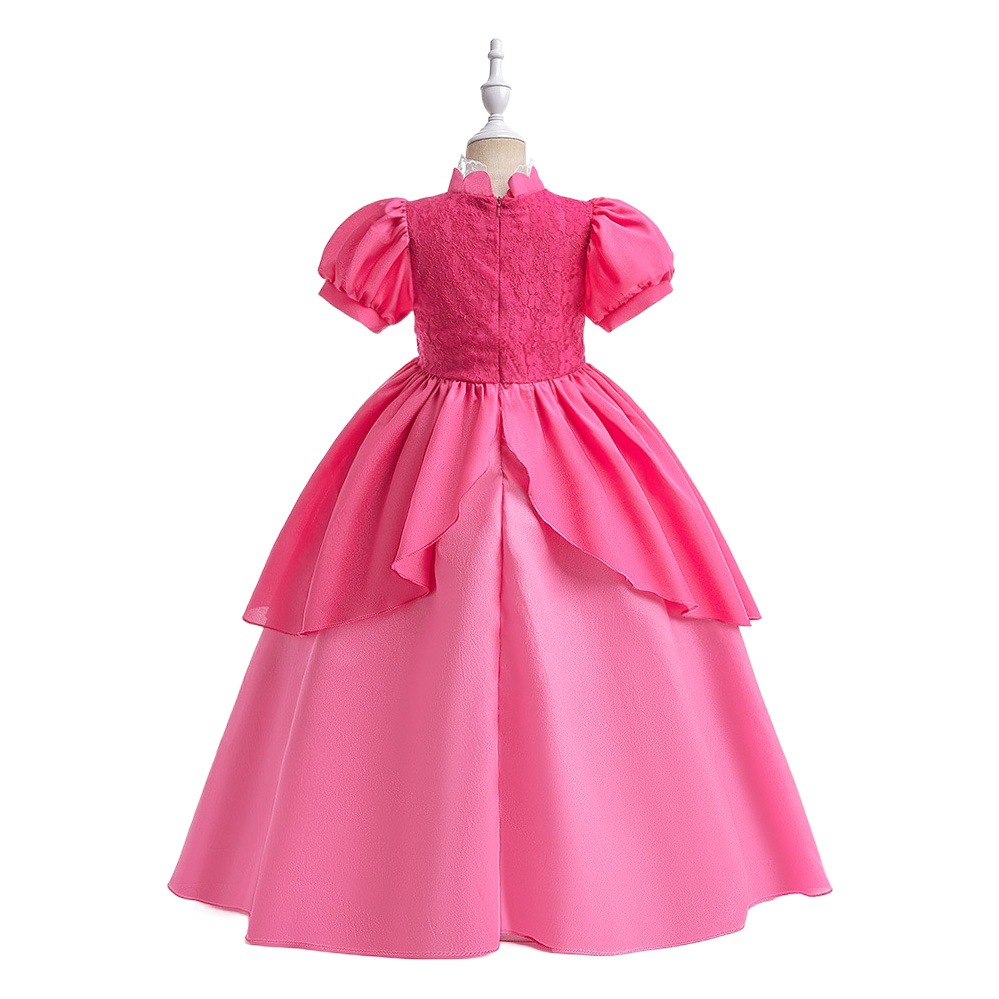Girls Dress Princess Dress Lace Splicing Puff Sleeve Kidsren's Dress Princess Bijia Cosplay Dress