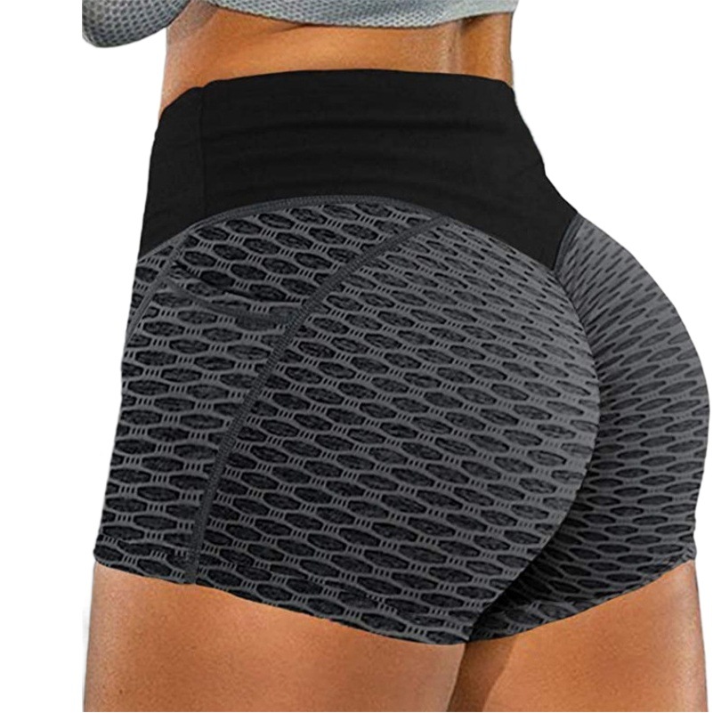 European and American plus size Honeycomb Yoga Shorts Women's Sports Jacquard Triple Pants Honeycomb Pocket Fitness Yoga Shorts