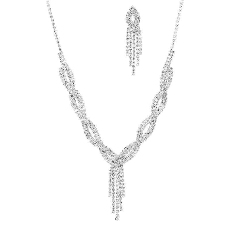 Brand New Jewelry Set Silver Independent Packaging Women's Wedding Photography Accessories Necklace Earrings Set Wedding Dress