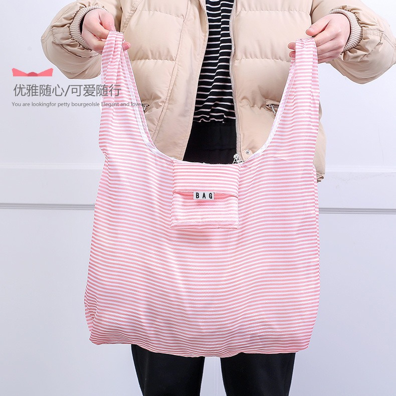 Manufacturer folding shopping bag Oxford cloth 210D supermarket environmental protection storage bag portable polyester vest handbag