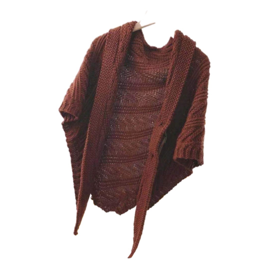 Korean Style Popular Cloak Spring and Autum New Warm Leather Buckle Triangle Shawl Popular Twill Cloak Anchor Recommended Model