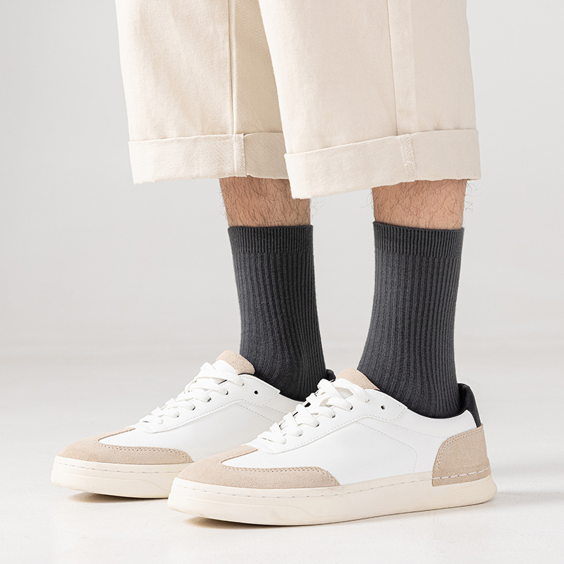 Picture of Double-Needle Socks Pure Cotton Men's Socks Mid-Calf Socks Men's Spring and Autumn Deodorant Sweat-Absorbent Warm Men's Cotton Socks Zhuji Pure Cotton Wholesale