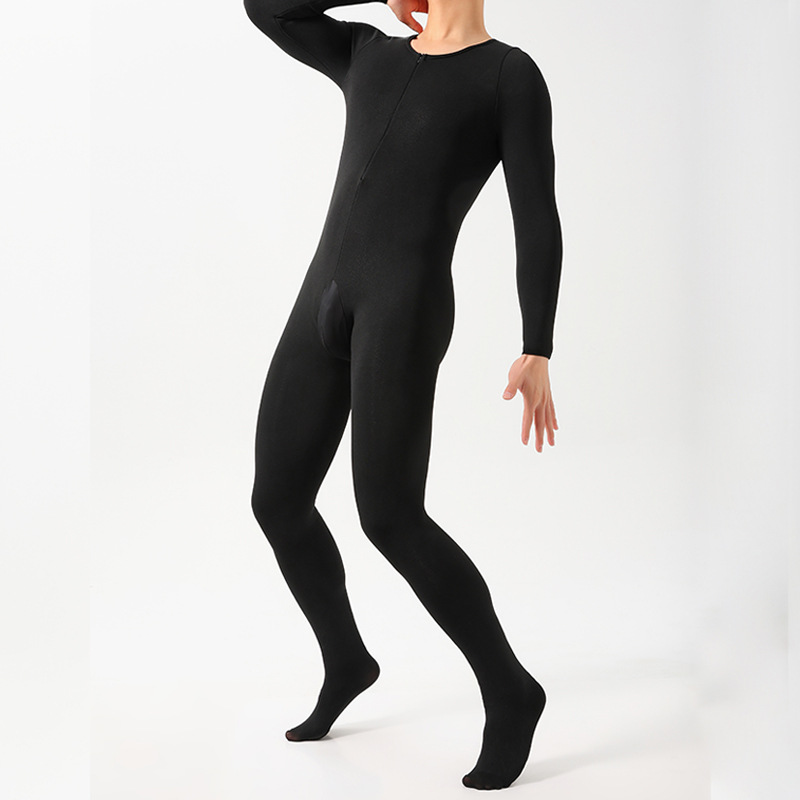 Cross-Border Plus-Size Fleece-Lined Thickened Zip-Up Full-Body Jumpsuit for Men, Warm Open-Crotch No-Take-Off Strap Jj Sexy Romper