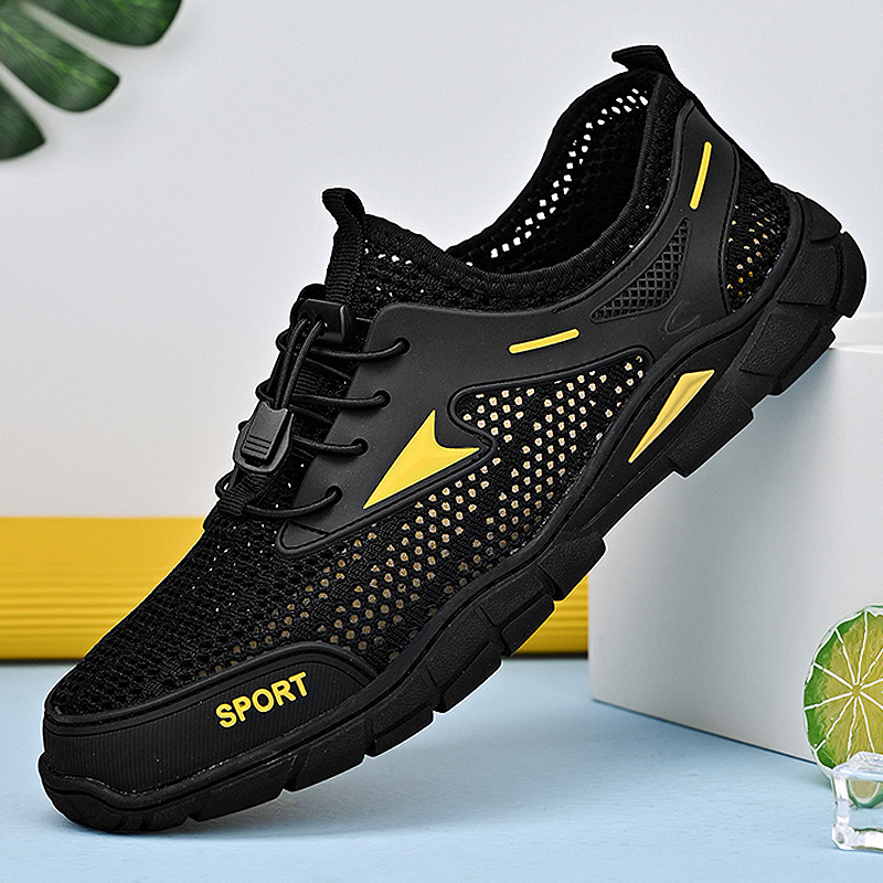 New Style Mesh Shoes Men's Summer Breathable Men's Shoes Outdoor Mountaineering Shoes Non-slip Casual Thin Sports Mesh Shoes 45 plus size 46