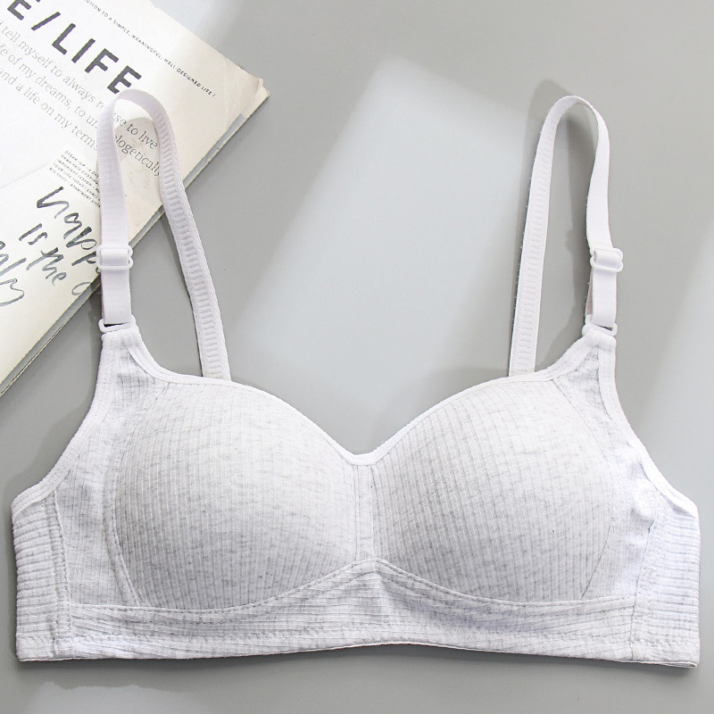 Picture of Side Collected Anti-sagging Underwear Women's Non-rimless Bra for College Students High School Girls Small Chest Gathering Pure Cotton Thin Bra