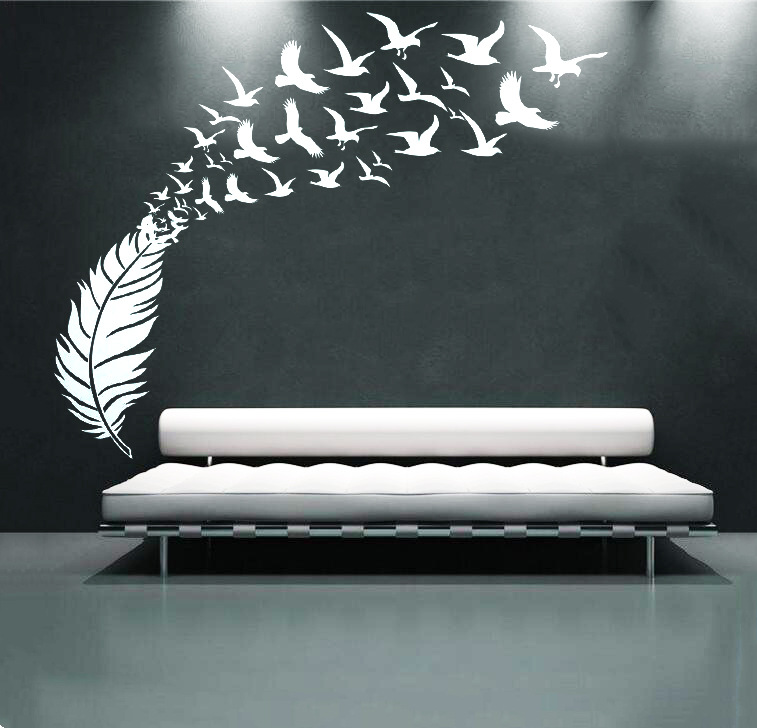 Picture of KS171 foreign trade new creative carved feather bird living room bedroom wall sticker corridor decorative painting wholesale