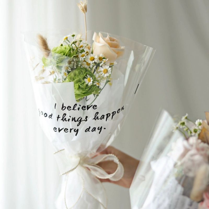 Simple English Transparent Multi-bag Single Bag Rose Flowers Gestapo Packaging Bag Bagging Stall Flower Bag