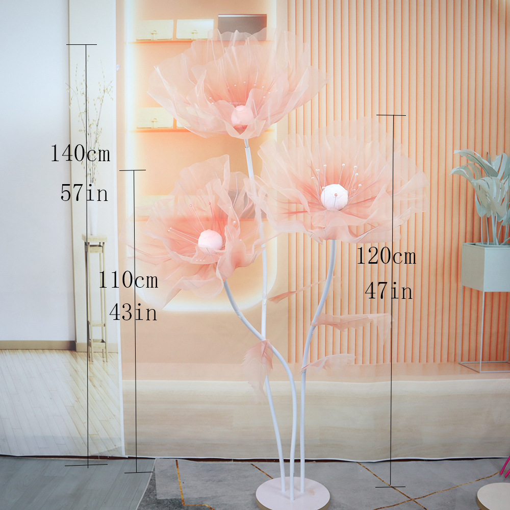 Picture of Mesh flower set of new artificial flower poppy flower outdoor wedding party decoration window decoration shooting props