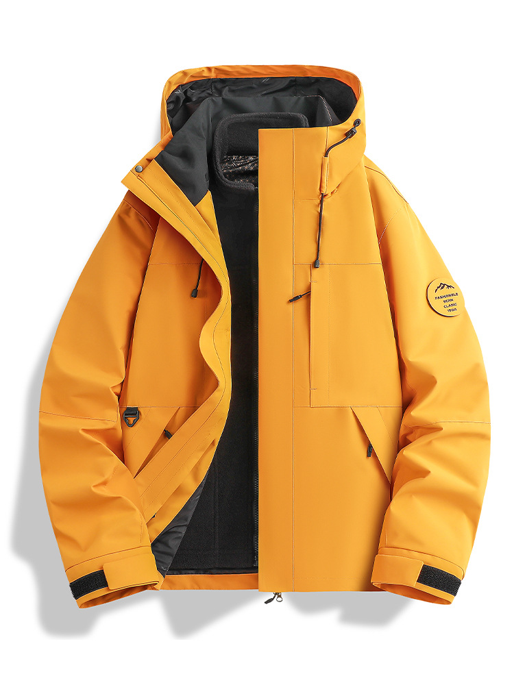 Outdoor Windproof and Waterproof Jacket for Women, Three-In-One Jacket, Detachable Two-Piece Set, Autumn and Winter Hiking and Mountaineering Jacket for Men