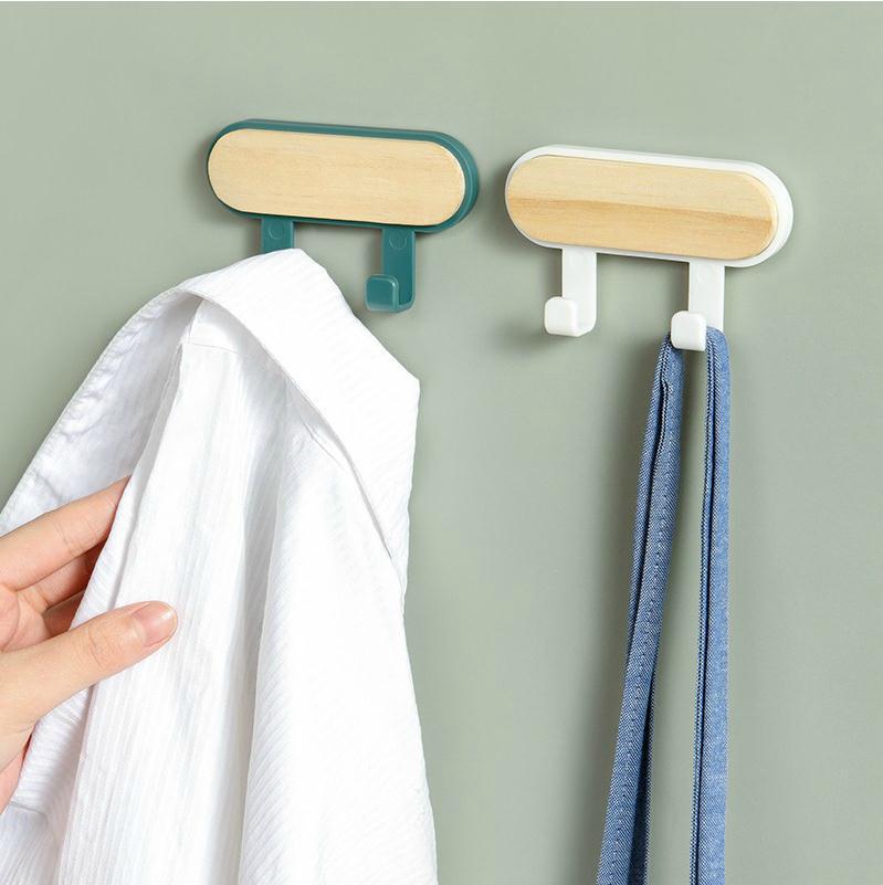 Picture of Wooden Round Head Hook Multi-Functional Household Nail-Free Sticking Hook Strong Load-Bearing Creative Hook Door Hook Hook