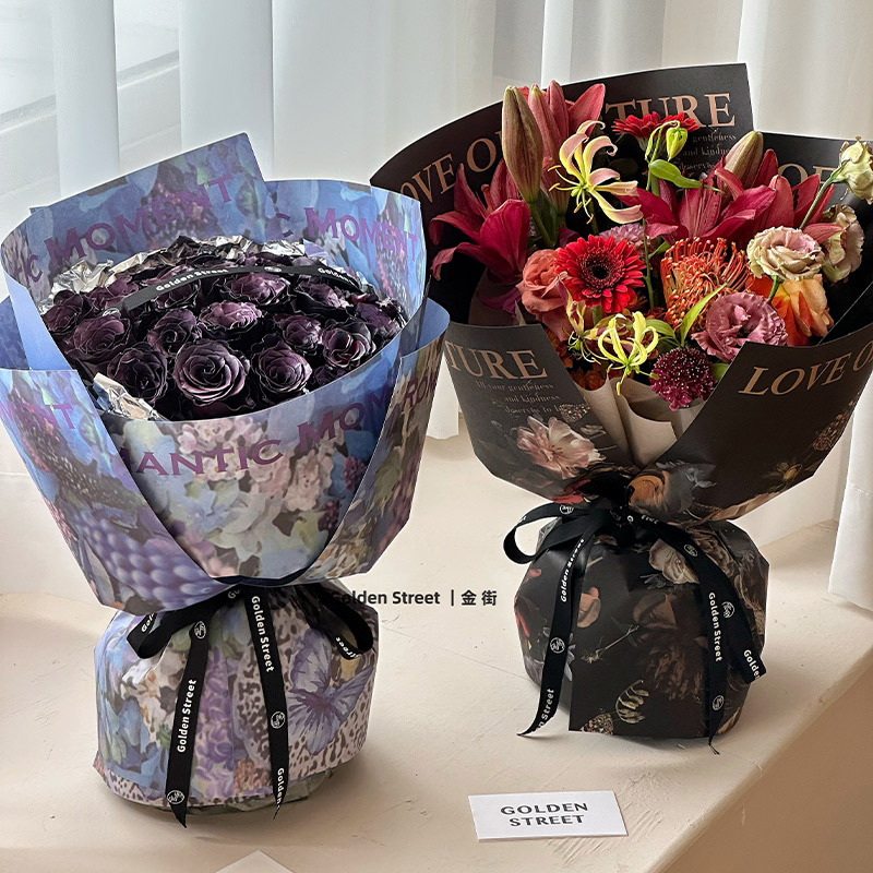 Advanced Sense New Style Wrapping Paper Ximeng Garden Oil Painting Style Flower Bundle Wrapping Material Flowers Flower Art Kraft Paper